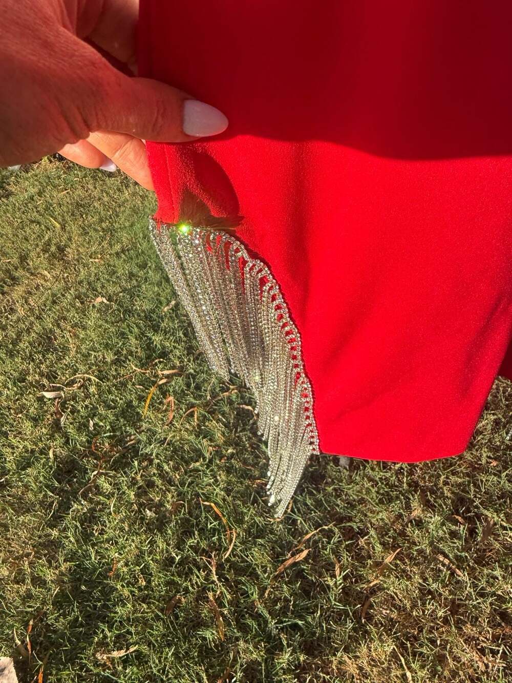 Red Rhinestone Fringe Dress Size Small - Picture 7 of 10